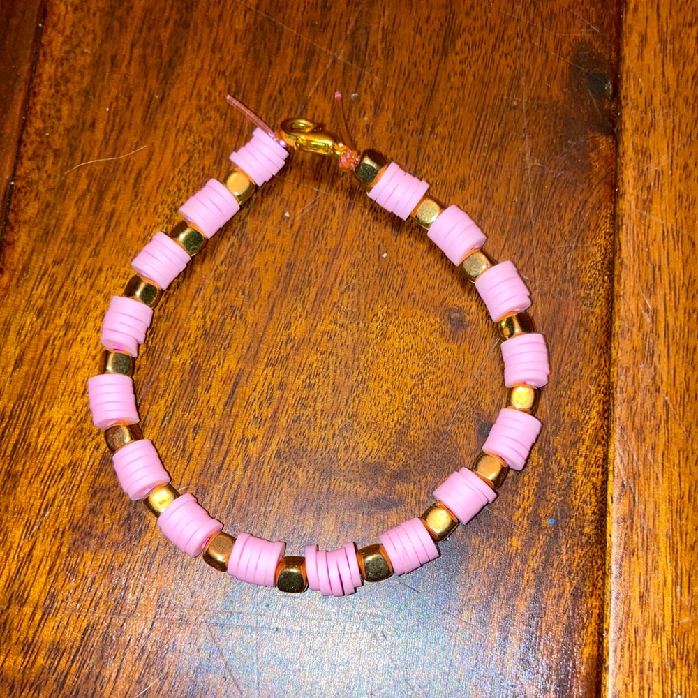 Pink clay bead braclet